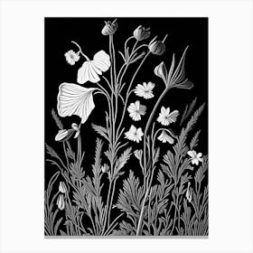 Marsh Mallow Wildflower Linocut Canvas Print