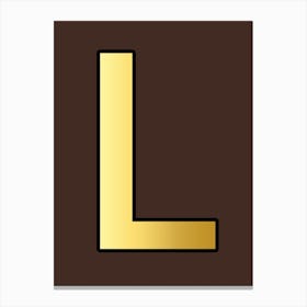 Letter L Gold Alphabet Brown Canvas Print