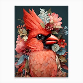 Bird With A Flower Crown Northern Cardinal 3 Canvas Print
