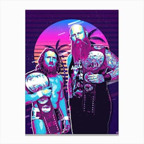 Daniel Bryan And Rowan 80s Retro Canvas Print