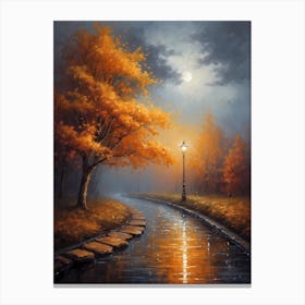 Autumn Night In The Park Canvas Print