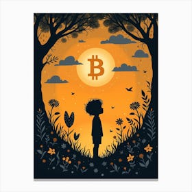 Bitcoin Boy In The Forest Canvas Print