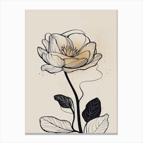 Line Art Lotus Flowers Illustration Neutral 12 Canvas Print