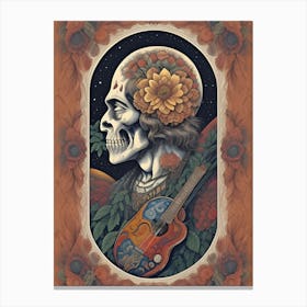 Skeleton With Guitar Canvas Print