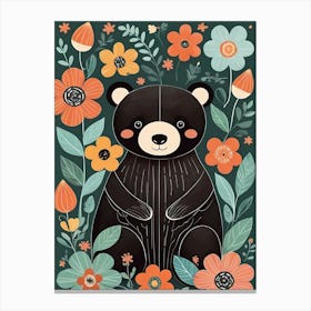 Floral Cute Baby Bear Nursery (32) Canvas Print