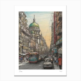 Cairo Egypt Drawing Pencil Style 3 Travel Poster Canvas Print