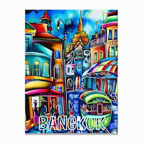 Bangkok City, Cubism and Surrealism, Typography Canvas Print
