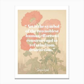 Art Quote By Simone Weil Canvas Print