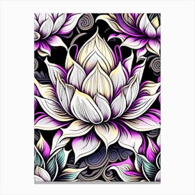 Lotus Flower Repeat Pattern Graffiti 3 Canvas Print