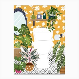 Yellow Botanical Cloakroom Toilet Toile