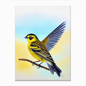 Yellowhammer Watercolour Bird Canvas Print