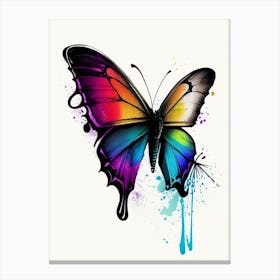 Butterfly On Rainbow Graffiti Illustration 2 Canvas Print