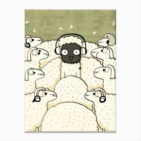 Sheep With Headphones 5 Canvas Print