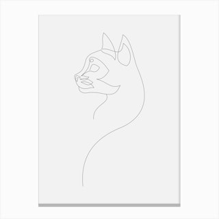 Minimalist Cat Line Canvas Print