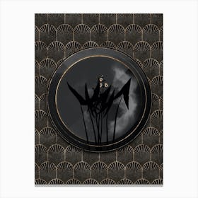 Shadowy Vintage Arrowhead Botanical in Black and Gold Canvas Print