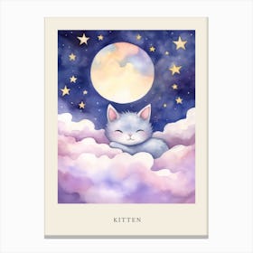 Baby Kitten 8 Sleeping In The Clouds Nursery Poster Canvas Print