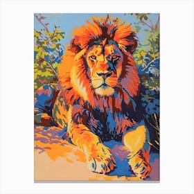 Southwest African Lion Resting In The Sun Fauvist Painting 3 Canvas Print