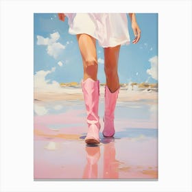 Pink Boots On The Beach 3 Canvas Print