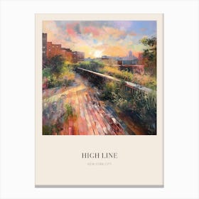 High Line Park New York City 3 Vintage Cezanne Inspired Poster Canvas Print