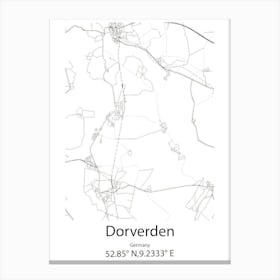 Dorverden,Germany Minimalist Map Canvas Print