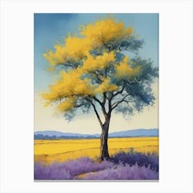 Painting Of A Tree, Yellow, Purple (1)  Canvas Print