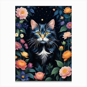 Cat In Flowers 8 Canvas Print