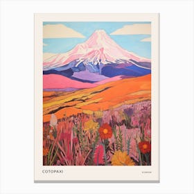 Cotopaxi Ecuador 1 Colourful Mountain Illustration Poster Canvas Print