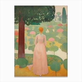 Woman In A Pink Dress Canvas Print