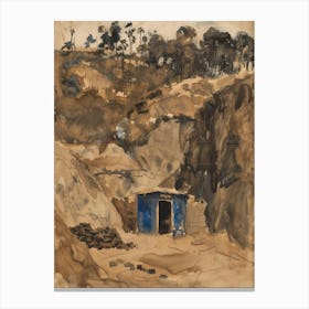 Blue Shed In The Mountains Canvas Print