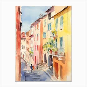 Bergamo, Italy Watercolour Streets 2 Canvas Print
