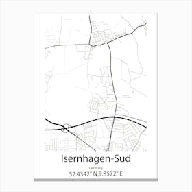 Isernhagen Sud,Germany Minimalist Map Canvas Print