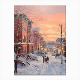 Dreamy Winter Painting Boston Usa 3 Canvas Print