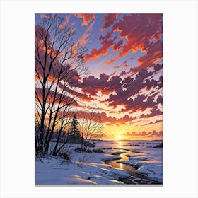 Sunset In The Snow Canvas Print