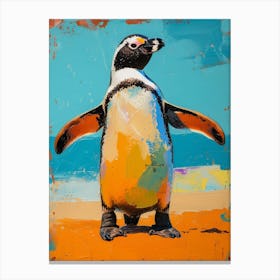 Galapagos Penguin Kangaroo Island Penneshaw Colour Block Painting 4 Canvas Print