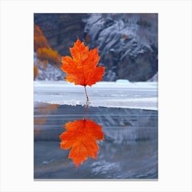 Maple Leaf On Ice Canvas Print