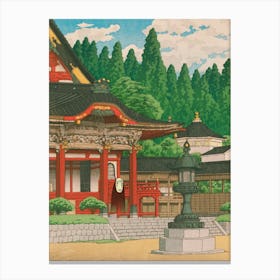 Kanoashi and the red temple - Ukiyo-e Canvas Print