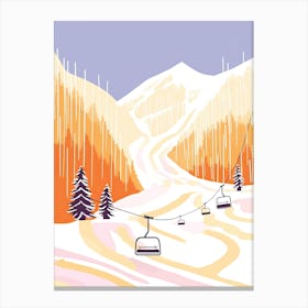 Aspen Snowmass   Colorado, Usa, Ski Resort Pastel Colours Illustration 0 Canvas Print