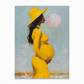Pregnant Woman Blowing Bubbles 2 Canvas Print