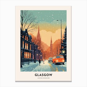 Winter Night  Travel Poster Glasgow United Kingdom 3 Canvas Print