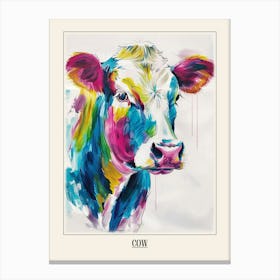 Cow Colourful Watercolour 1 Poster Canvas Print