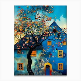 House With A Tree Canvas Print