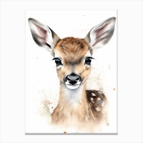 Baby Deer Watercolour Nursery 4 Canvas Print