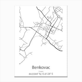 Benkovac,Croatia Minimalist Map Canvas Print