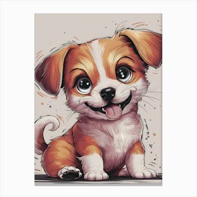 Cute Puppy Painting Canvas Print