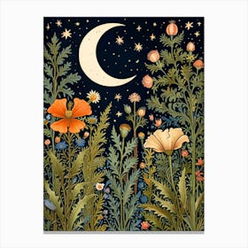 William Morris Moon And Flowers 8 Canvas Print