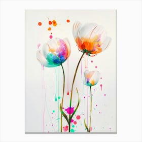 Flowers With Paint Splatters Canvas Print