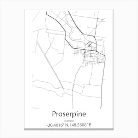 Proserpine,Australia Minimalist Map Canvas Print