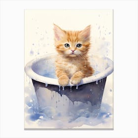 Munchkin Cat In Bathtub Bathroom 1 Canvas Print
