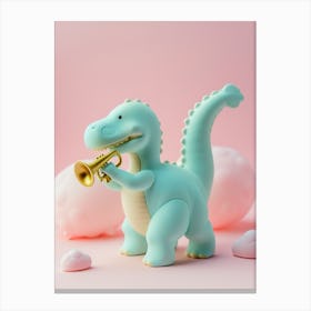 Pastel Toy Dinosaur Playing The Trumpet 3 Canvas Print