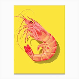 Shrimp On Yellow Background Canvas Print